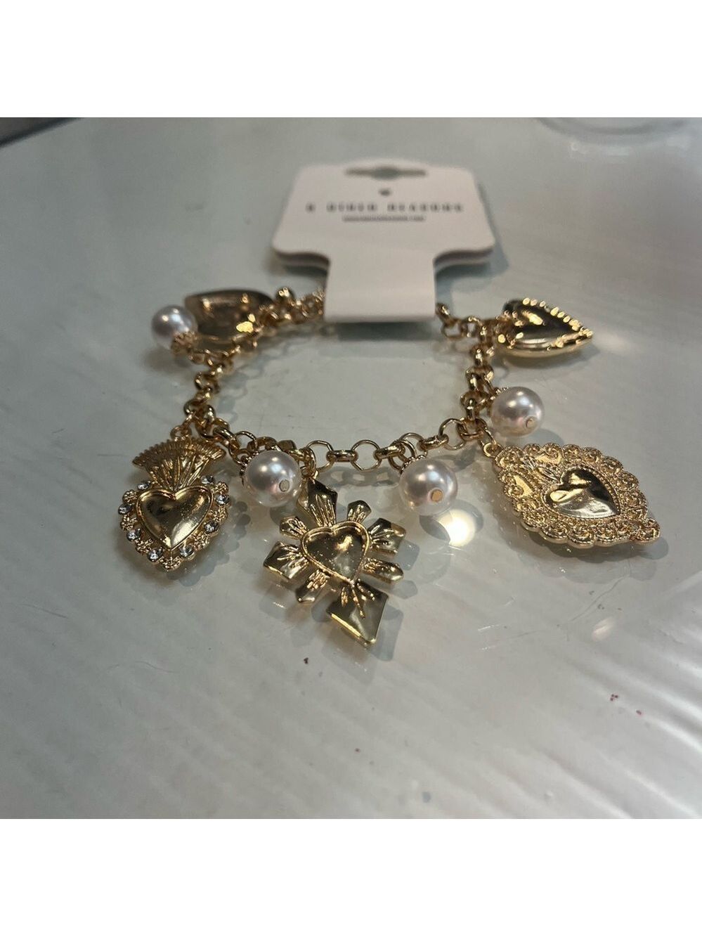 8 Other Reasons Gold Heart and Pearl Bracelet